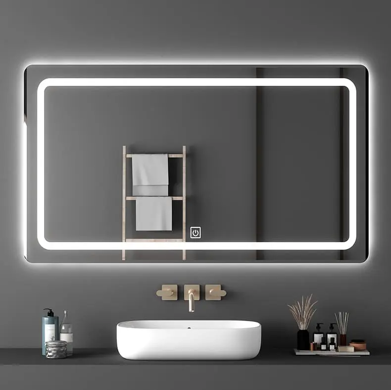 Baño iluminado con tiras de LED