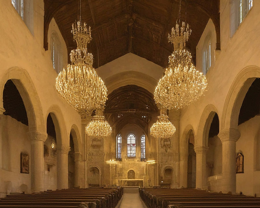 iluminación de la iglesia